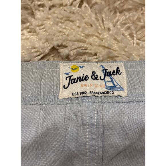 Janie and Jack Pink White and Blue Striped Swim Trunks Size 7-Preloved - Picture 3 of 4